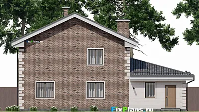 Проект двухэтажного дома 11 на 16, площадью 170 м² с гаражом на 2 машины и 4 спальнями — фасад 6