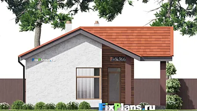 Проект бани 9 на 10, площадью 60 м² с комнатой отдыха, терассой и санузлом (F-14966) — фасад 3