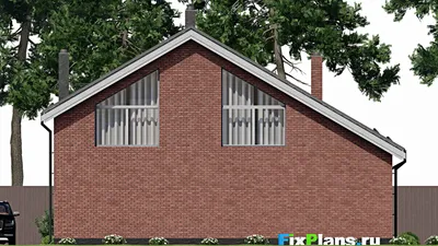 Проект дома с мансардой 11 на 14, площадью 190 м² с террасой, балконом, баней и 3 спальнями — фасад 6
