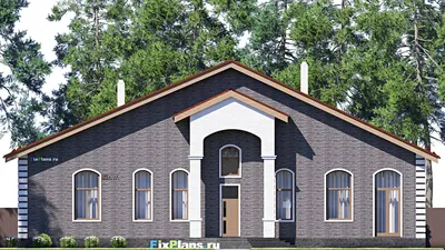 Проект одноэтажного дома 14 на 24, площадью 220 м² с 2 спальнями — фасад 3