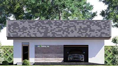Проект гаража из газобетона 7 на 11, площадью 60 м² на 2 машиноместа — фасад 5