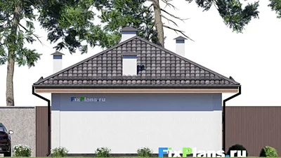Проект бани 8 на 9, площадью 50 м² с терассой, санузлом и спальней — фасад 6