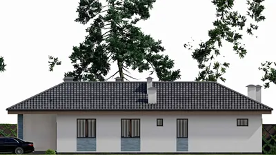Проект бани 19 на 19, площадью 200 м² с терассой, 4 санузлами и спальней — фасад 5