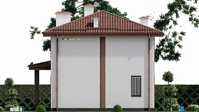 Проект двухэтажного дома 11 на 16, площадью 220 м² с балконом и 10 спальнями — фасад 5