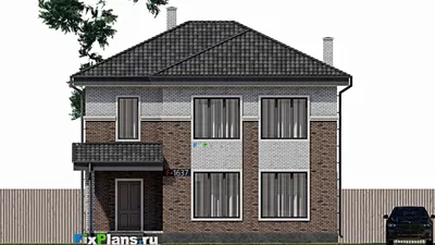 Проект двухэтажного дома 11 на 15, площадью 160 м² с террасой и 4 спальнями — фасад 3