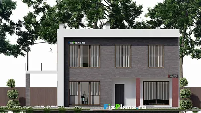 Проект двухэтажного дома 15 на 15, площадью 270 м² с балконом и 5 спальнями — фасад 3
