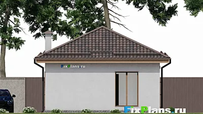 Проект бани 8 на 11, площадью 60 м² с терассой, санузлом и спальней — фасад 6