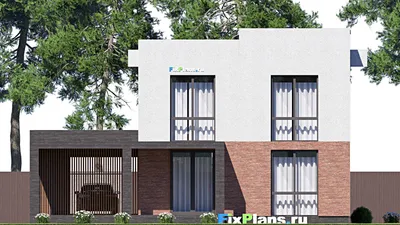 Проект двухэтажного дома 15 на 15, площадью 260 м² с балконом и 4 спальнями — фасад 6