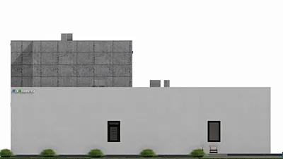 Проект двухэтажного дома 19 на 21, площадью 550 м² с террасой, балконом, баней, бассейном, спортзалом и 4 спальнями — фасад 4
