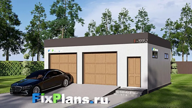 Проект гаража из газобетона 9 на 10, площадью 60 м² на 2 машиноместа