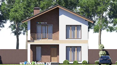 Проект двухэтажного дома 10 на 15, площадью 200 м² с террасой, балконом и 5 спальнями — фасад 3