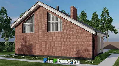 Проект дома с мансардой 11 на 14, площадью 190 м² с террасой, балконом, баней и 3 спальнями — фасад 2