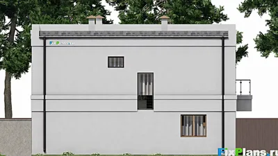 Проект двухэтажного дома 14 на 19, площадью 410 м² с террасой, балконом, баней и 5 спальнями — фасад 6