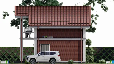 Проект дома с мансардой 8 на 11, площадью 120 м² с балконом и 3 спальнями — фасад 5