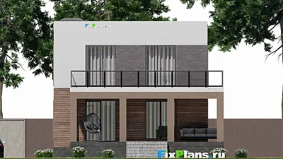 Проект двухэтажного дома 10 на 15, площадью 210 м² с террасой, балконом и 3 спальнями — фасад 6