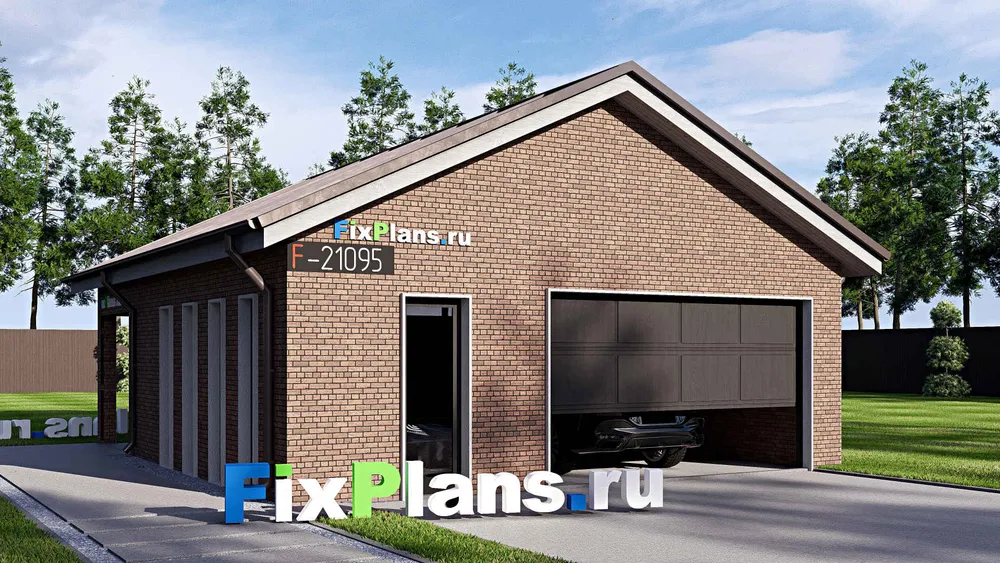 Проект гаража 8 на 9, площадью 60 м² на 2 машиноместа (F-21095) — фасад 1