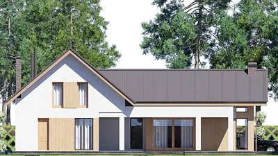Проект дома с мансардой 16 на 22, площадью 350 м² с террасой, балконом и 4 спальнями — фасад 4