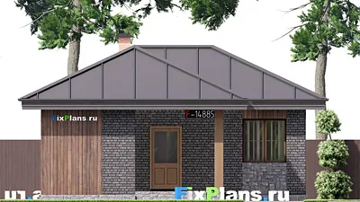 Проект бани 9 на 12, площадью 70 м² с терассой и санузлом — фасад 3