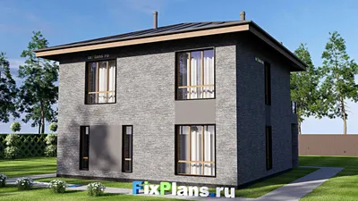 Проект двухэтажного дома 11 на 13, площадью 180 м² с балконом и 5 спальнями — фасад 2