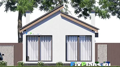 Проект бани 8 на 8, площадью 50 м² с терассой, санузлом и спальней — фасад 6