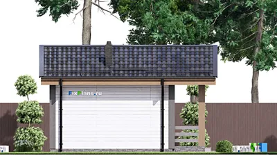 Проект бани 5 на 8, площадью 30 м² с терассой — фасад 4