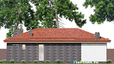 Проект бани 11 на 16, площадью 130 м² с комнатой отдыха, терассой и санузлом — фасад 6