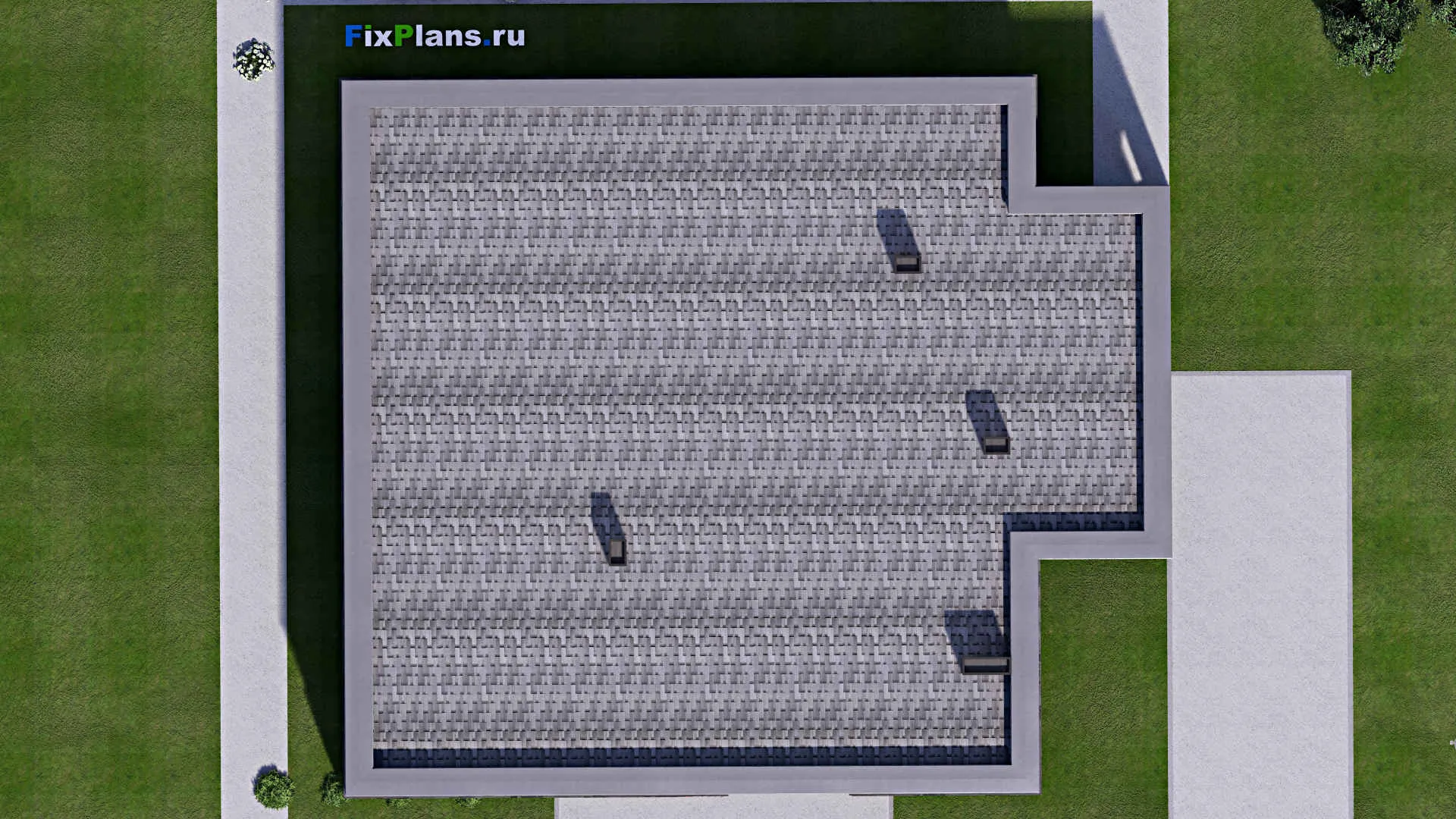 F-12986 - Проект одноэтажного дома 16 на 19, площадью 220 м² с террасой и 4 спальнями