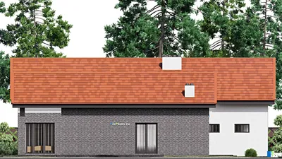 Проект дома с мансардой 21 на 24, площадью 360 м² с 3 спальнями — фасад 4