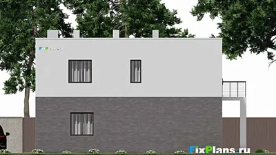 Проект двухэтажного дома 13 на 14, площадью 240 м² с террасой, балконом и 4 спальнями — фасад 6