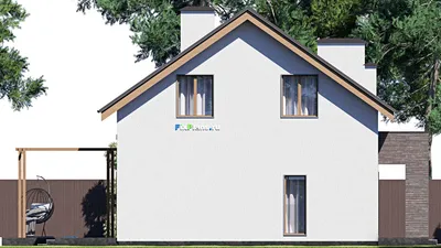 Проект дома с мансардой 15 на 16, площадью 240 м² с террасой и 5 спальнями — фасад 4