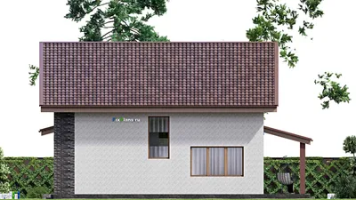 Проект дома с мансардой 16 на 22, площадью 340 м² с террасой и 6 спальнями — фасад 5