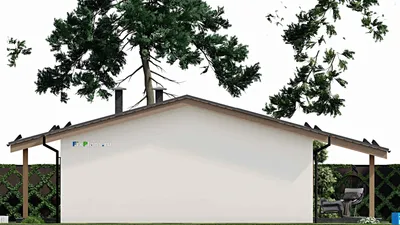 Проект одноэтажного дома 11 на 16, площадью 150 м² с террасой и 3 спальнями — фасад 5