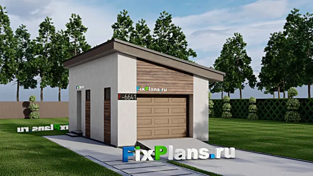 Проект гаража из газобетона 5 на 9, площадью 40 м² на 1 машиноместо