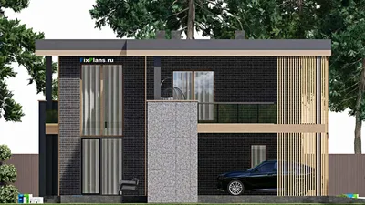 Проект двухэтажного дома 14 на 20, площадью 200 м² с террасой, балконом и 4 спальнями — фасад 4