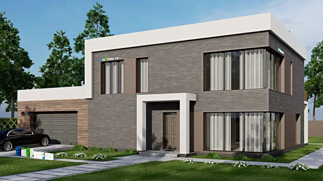 Проект двухэтажного дома 15 на 20, площадью 340 м² с балконом, гаражом на 2 машины и 4 спальнями