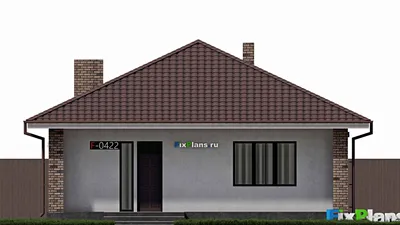 Проект одноэтажного дома 11 на 12, площадью 130 м² с террасой и 2 спальнями — фасад 6