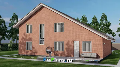 Проект дома с мансардой 12 на 17, площадью 280 м² с террасой, балконом, гаражом на 1 машину и 4 спальнями — фасад 2