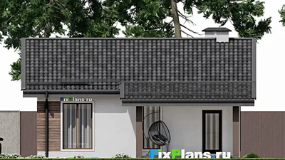Проект одноэтажного дома 10 на 14, площадью 90 м² с террасой и 2 спальнями — фасад 6