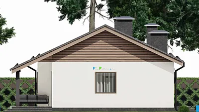 Проект одноэтажного дома 10 на 13, площадью 110 м² с террасой и 3 спальнями (F-4859) — фасад 4