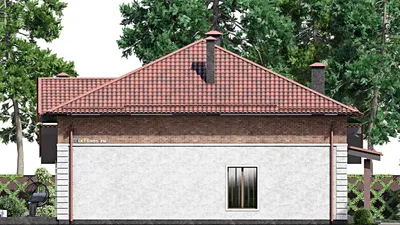 Проект дома с мансардой 19 на 20, площадью 270 м² с террасой, гаражом на 2 машины и 4 спальнями — фасад 4