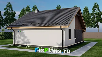 Проект одноэтажного дома 10 на 11, площадью 90 м² с террасой и 2 спальнями (F-8576) — фасад 2