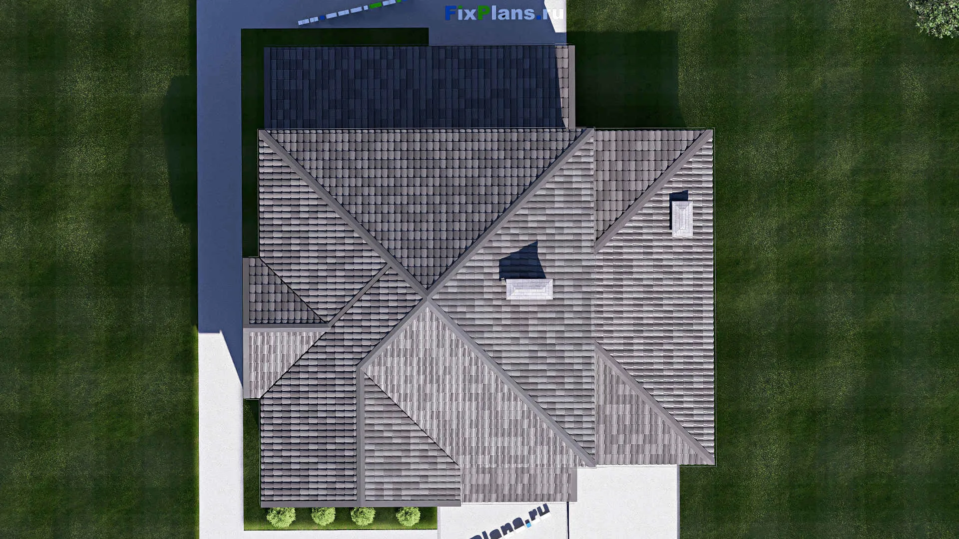 F-19088 - Проект двухэтажного дома 15 на 15, площадью 220 м² с террасой, гаражом на 1 машину и 4 спальнями