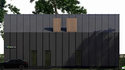 Проект дома с мансардой 8 на 18, площадью 230 м² с террасой, балконом и 4 спальнями — фасад 5