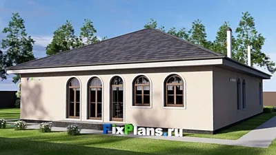 Проект одноэтажного дома 14 на 19, площадью 200 м² с гаражом на 2 машины и 3 спальнями (F-19745) — фасад 2