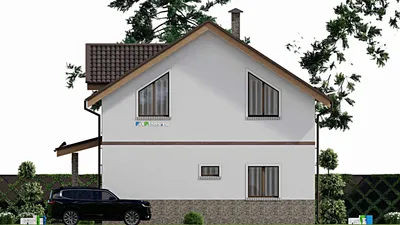 Проект дома с мансардой 12 на 13, площадью 180 м² с 5 спальнями — фасад 5
