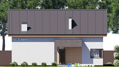 Проект дома с мансардой 15 на 16, площадью 240 м² с террасой и 5 спальнями — фасад 3