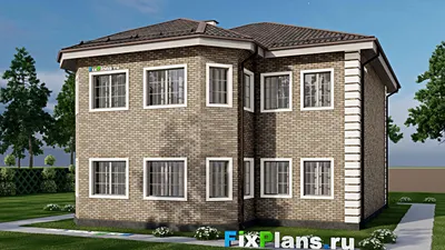 Проект двухэтажного дома 13 на 15, площадью 260 м² с 7 спальнями — фасад 2