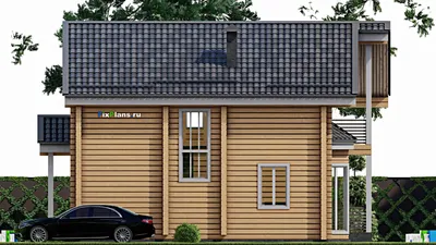 Проект дома с мансардой 9 на 12, площадью 140 м² с террасой, балконом и 4 спальнями — фасад 5
