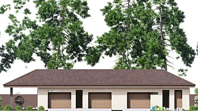 Проект гаража из газобетона 7 на 24, площадью 140 м² на 2 машиноместа — фасад 3