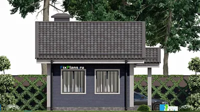 Проект бани 6 на 9, площадью 40 м² с комнатой отдыха и санузлом — фасад 4